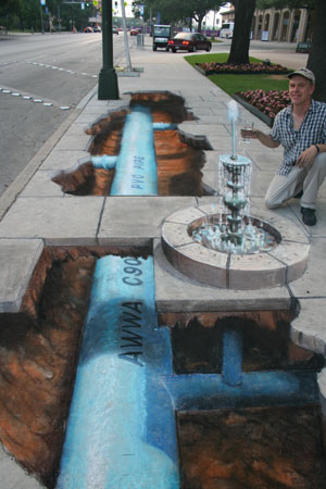 Julian Beever - fontanna