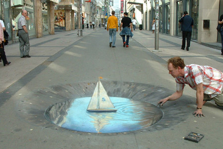 Julian Beever - łódeczka