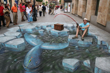 Julian Beever - połów w przeręblu